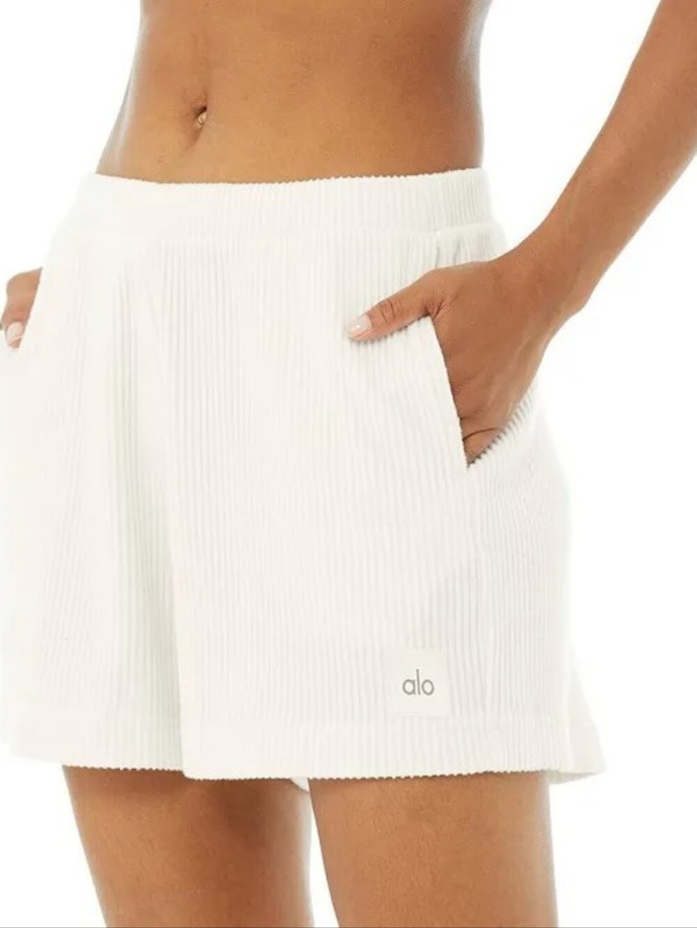 Alo Yoga Muse Ribbed Short In Ivory sz SMALL